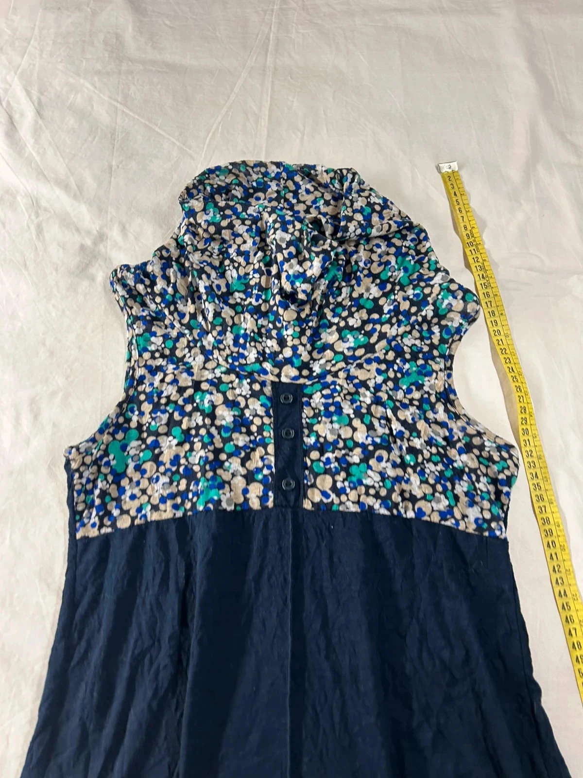 Vestido vintage azul marino con motivos casual talla 40 – photo 3